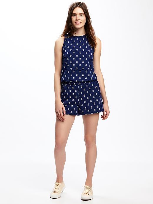 Old Navy Jersey Knit Tank Romper For Women - Navy Blue Print