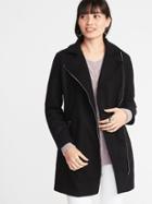 Old Navy Womens Soft-brushed Long-line Moto Coat For Women Black Size Xs