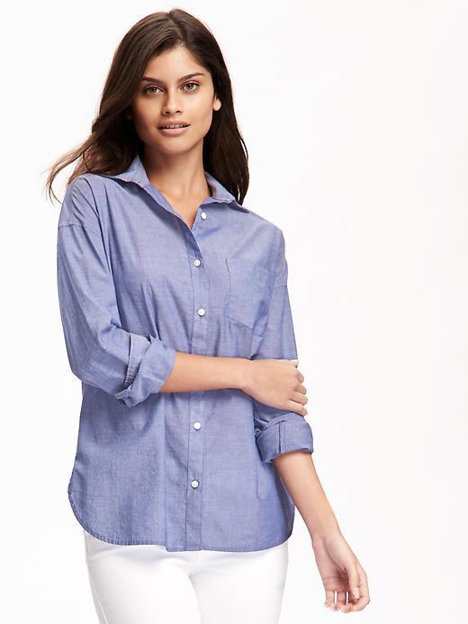 Old Navy Perfect Boyfriend Shirt For Women - Ultraviolet