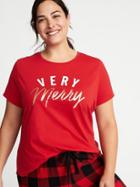 Old Navy Womens Everywear Graphic Plus-size Tee Very Merry Size 2x