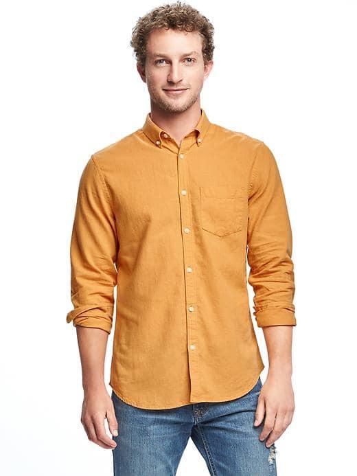 Old Navy Slim Fit Linen Blend Shirt For Men - Lightly Toasted