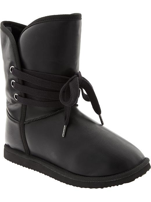 Old Navy Cozy Lace Up Boots Size 10 - Black