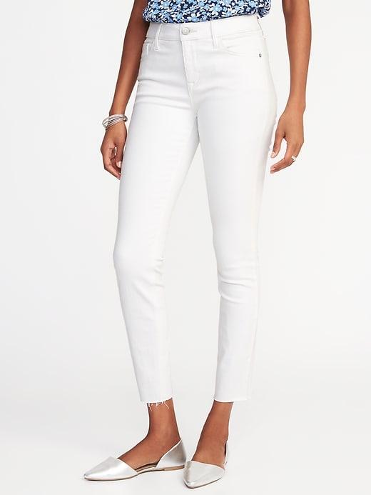 Old Navy Womens Mid-rise Built-in Sculpt Clean-slate Rockstar Ankle Jeans For Women Bright White Size 0