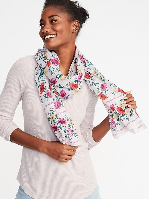 Old Navy Womens Printed Gauze Scarf For Women Creamy Floral Size One Size