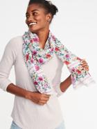 Old Navy Womens Printed Gauze Scarf For Women Creamy Floral Size One Size