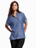 Old Navy Relaxed Cuffed Sleeve Tencel Shirt For Women - Sheri