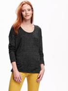 Old Navy Linen Blend Boyfriend Tee Size L - Dark Charcoal Gray