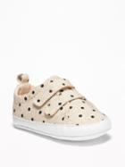 Linen-blend Polka-dot Secure-strap Sneakers