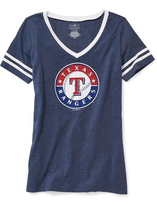 Old Navy Mlb Team Graphic V Neck Tee For Women - Texas Rangers