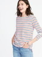 Old Navy Womens Relaxed Mariner-stripe Tee For Women White Multi Stripe Top Size Xxl