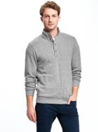 Old Navy Mock Neck Textured Knit Pullover For Men - Dark Heather Gray