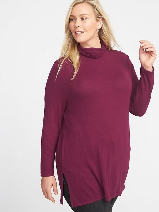 Old Navy Womens Relaxed Plus-size Plush-knit Turtleneck Magenta Haze Size 2x