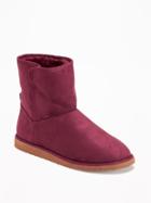 Old Navy Sueded Sherpa Lined Boots For Women - Borscht