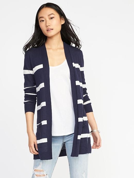 Old Navy Womens Open-front Long-line Sweater For Women Navy Stripe Size Xxl