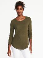 Old Navy Womens Relaxed Plush-knit Tee For Women Hunter Pines Size M