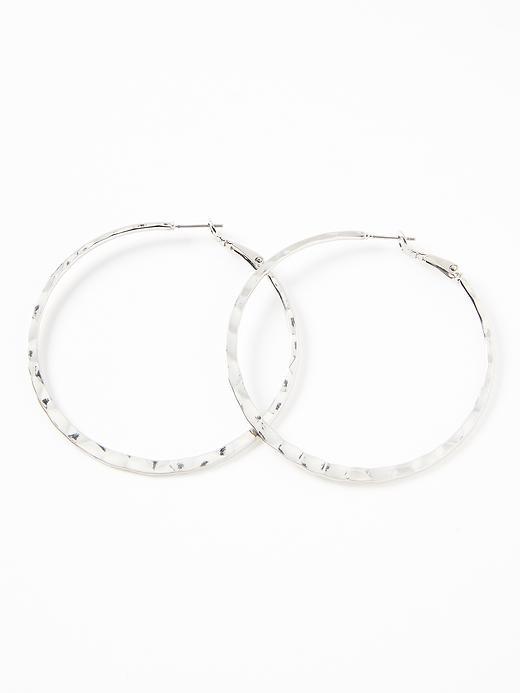 Old Navy Hammered Metal Hoop Earrings For Women - Silver