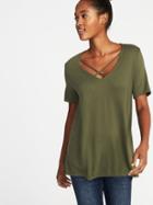 Old Navy Womens Lace-up-yoke Swing Top For Women Hunter Pines Size Xs