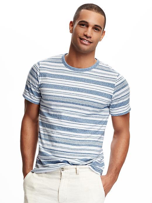 Old Navy Striped Crew Neck Tee For Men - Blue Stripe