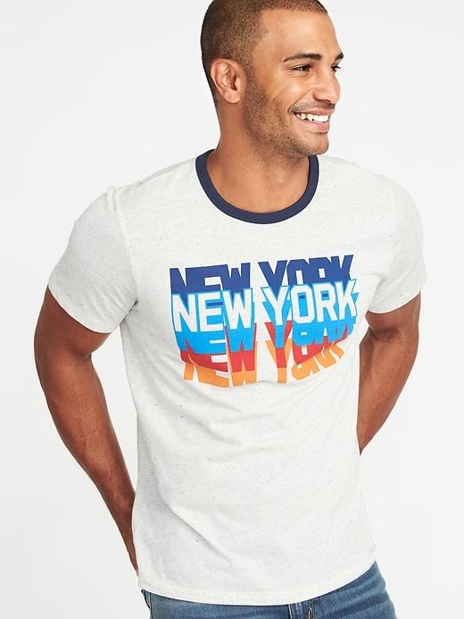 Old Navy Mens New York Graphic Tee For Men On White Heather Size Xs