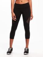 Old Navy Go Dry Compression Mesh Panel Crops For Women - Black