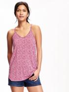 Old Navy Relaxed Strappy Keyhole Tank For Women - Pink Print