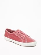 Old Navy Womens Velvet Lace-up Sneakers For Women Pale Pink Size 5