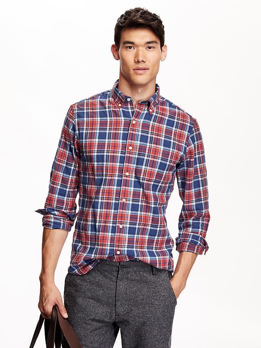 Old Navy Mens Slim Fit Plaid Flannel Shirt Size Xxl Big - Mariana Trench