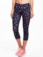Old Navy Go Dry Mid Rise Printed Compression Crop For Women - Delphinium