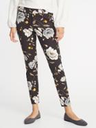 Old Navy Womens Mid-rise Pixie Ankle Pants For Women Gray Floral Print Size 4