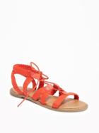 Old Navy Braided Lace Up Sandals For Women - Hot Tamale