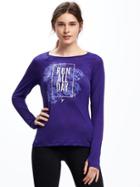 Old Navy Go Dry Performance Graphic Long Sleeve Top For Women - Purple Rain