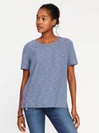 Old Navy Boyfriend Striped Slub Knit Tee For Women - Navy Stripe