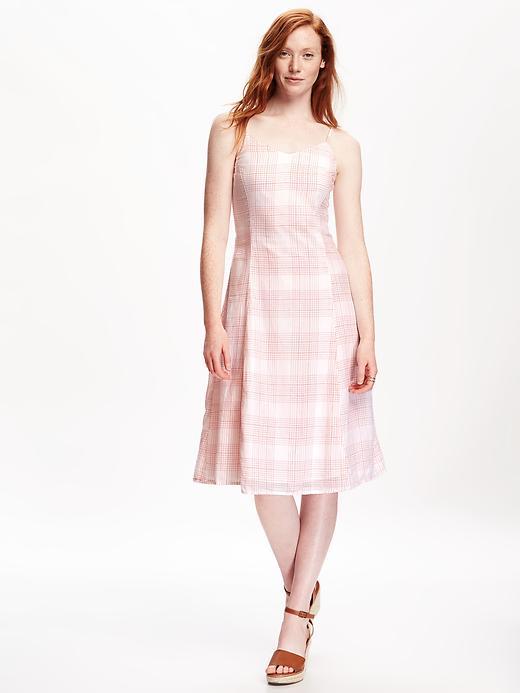 Old Navy Patterned Crepe Cami Dress For Women - White Plaid