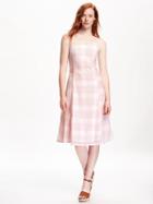 Old Navy Patterned Crepe Cami Dress For Women - White Plaid