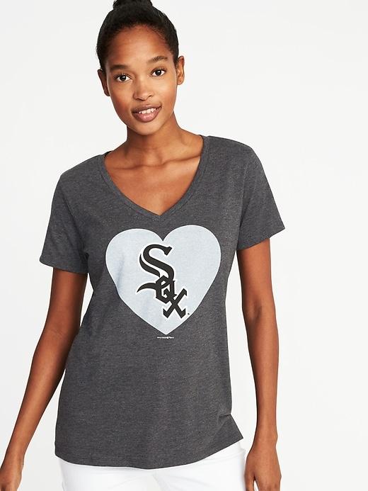 Old Navy Womens Mlb Team-heart V-neck Tee For Women Chicago White Sox Size L