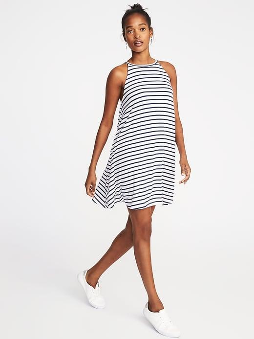 Old Navy Womens Suspended-neck Swing Dress For Women Blue/white Stripe Size Xxl