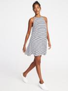 Old Navy Womens Suspended-neck Swing Dress For Women Blue/white Stripe Size Xxl