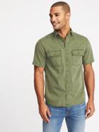 Old Navy Mens Slim-fit Garment-dyed Utility Shirt For Men Matcha Green Size M