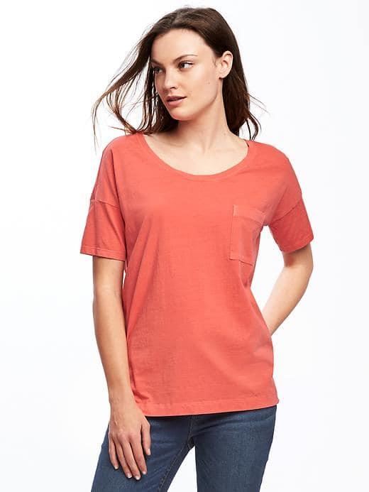 Old Navy Boyfriend Pocket Tee For Women - Hot Tamale