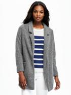 Old Navy Brushed Stand Collar Coat For Women - Dark Gray
