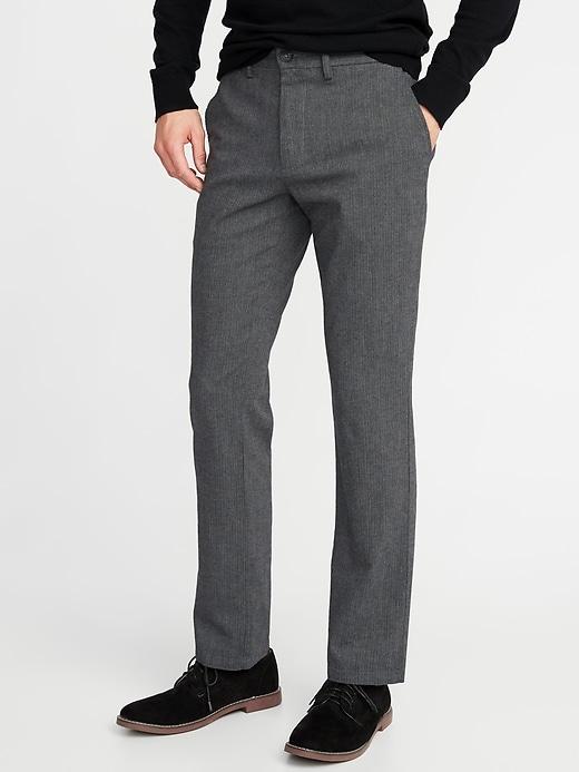 Old Navy Mens Straight Built-in Flex Ultimate Khakis For Men Gray Herringbone Size 30w