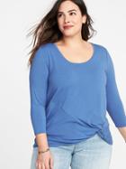 Old Navy Womens Plus-size Fitted Twist-front Top Cowboy Blue Size 1x