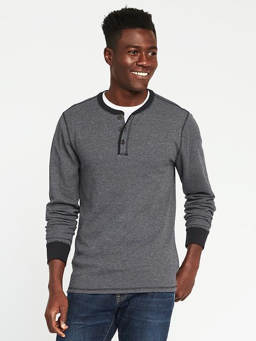 Old Navy Soft Washed Built In Flex Thermal Henley For Men - Black