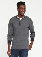 Old Navy Soft Washed Built In Flex Thermal Henley For Men - Black