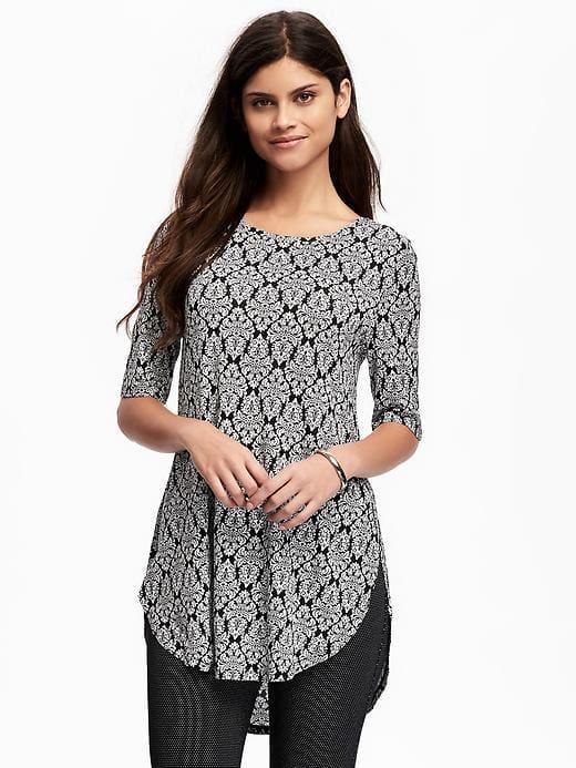 Old Navy Printed Tulip Hem Tee - Black Print