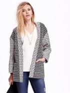 Old Navy Jacquard Open Front Jacket - Black Print