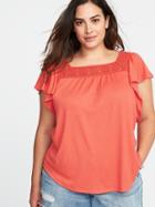 Old Navy Womens Plus-size Square-neck Crochet-trim Top Briquette Size 4x