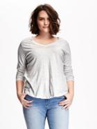 Old Navy Relaxed V Neck Plus Size Tee Size 1x Plus - Light Heather Gray