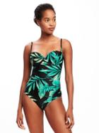 Old Navy Balconette Swimsuit For Women - Green Palm Leaf