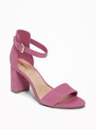 Faux-suede Block-heel Sandals For Women